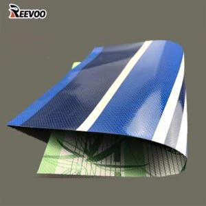 500D 18x17 0.40 Tessuto in tela cerata a righe blu impermeabile in PVC